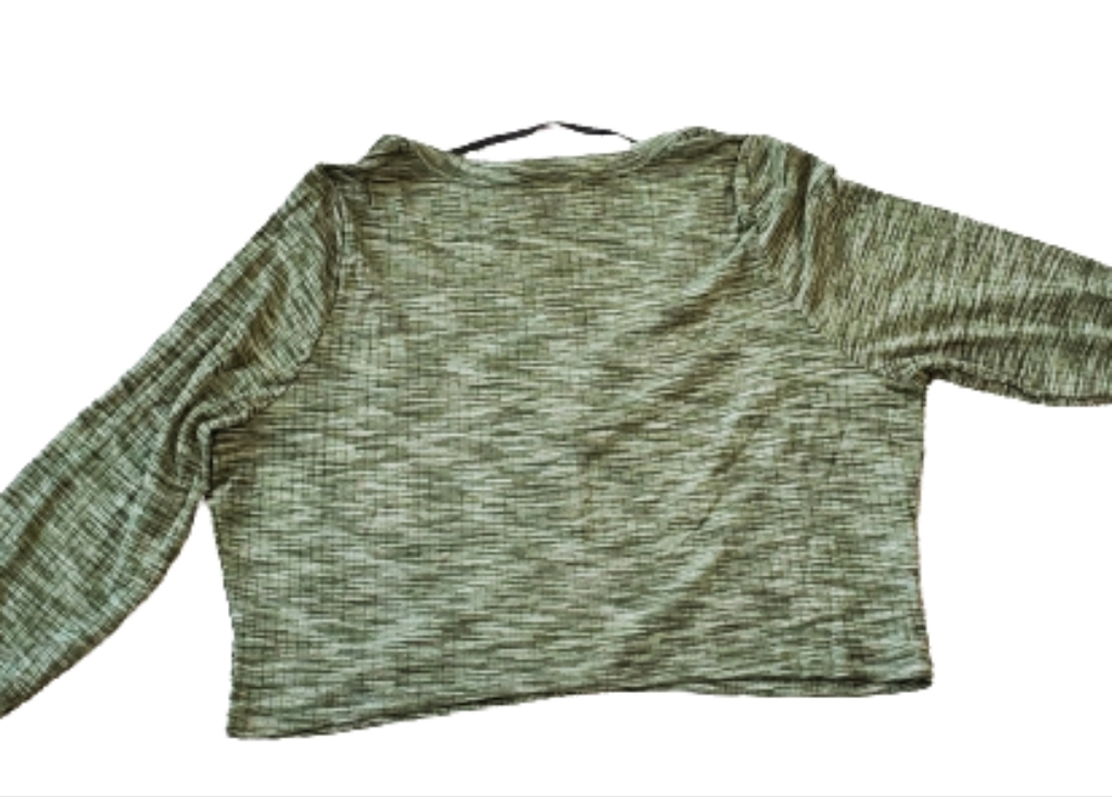 Torrid plus v neck button down ribbed crop knit sweater, 2XL, green - Picture 6 of 11